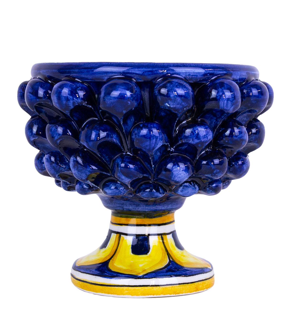 bomboniera ceramica caltagirone mezza pigna blu