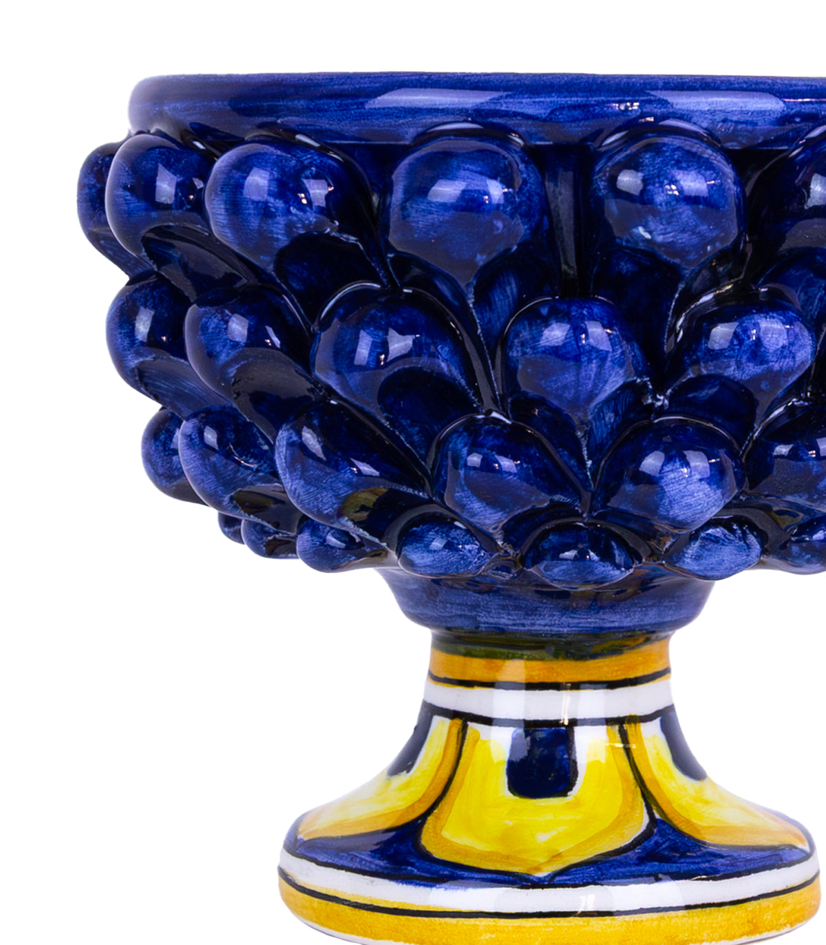 bomboniera ceramica caltagirone mezza pigna blu