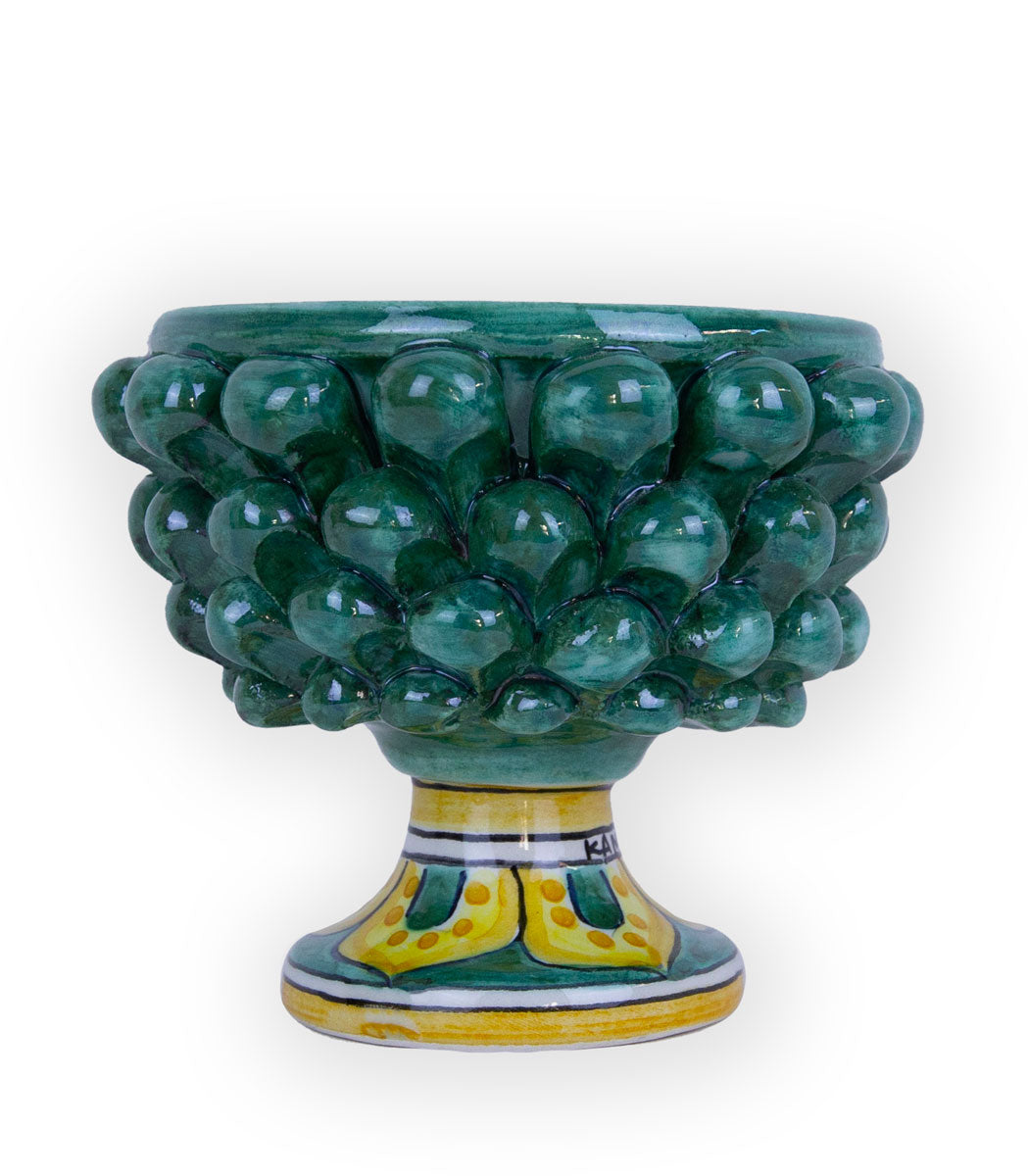 bomboniera vaso mezza pigna verde ceramica di caltagirone