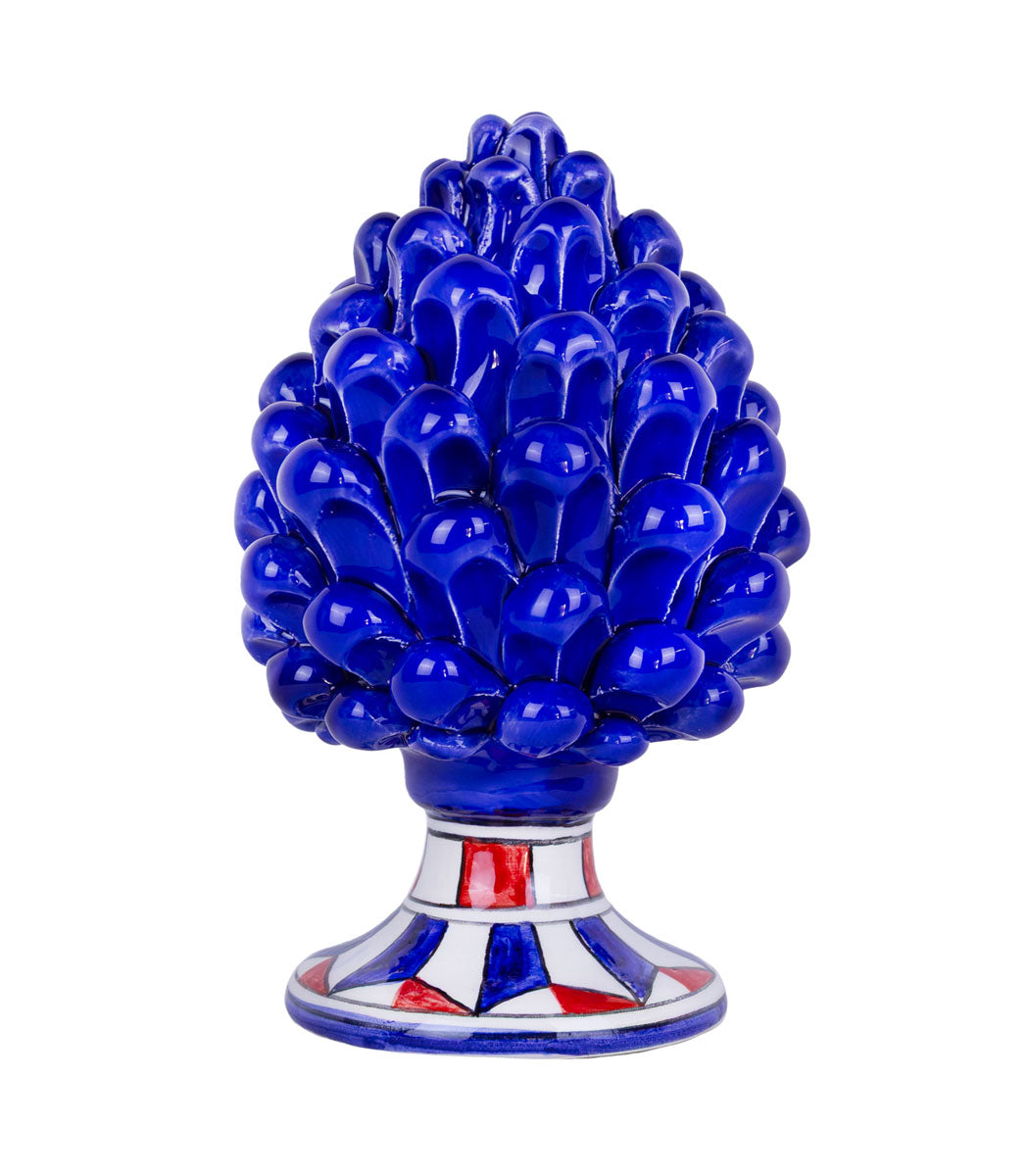 pigna blu cobalto ceramica caltagirone h 15 cm
