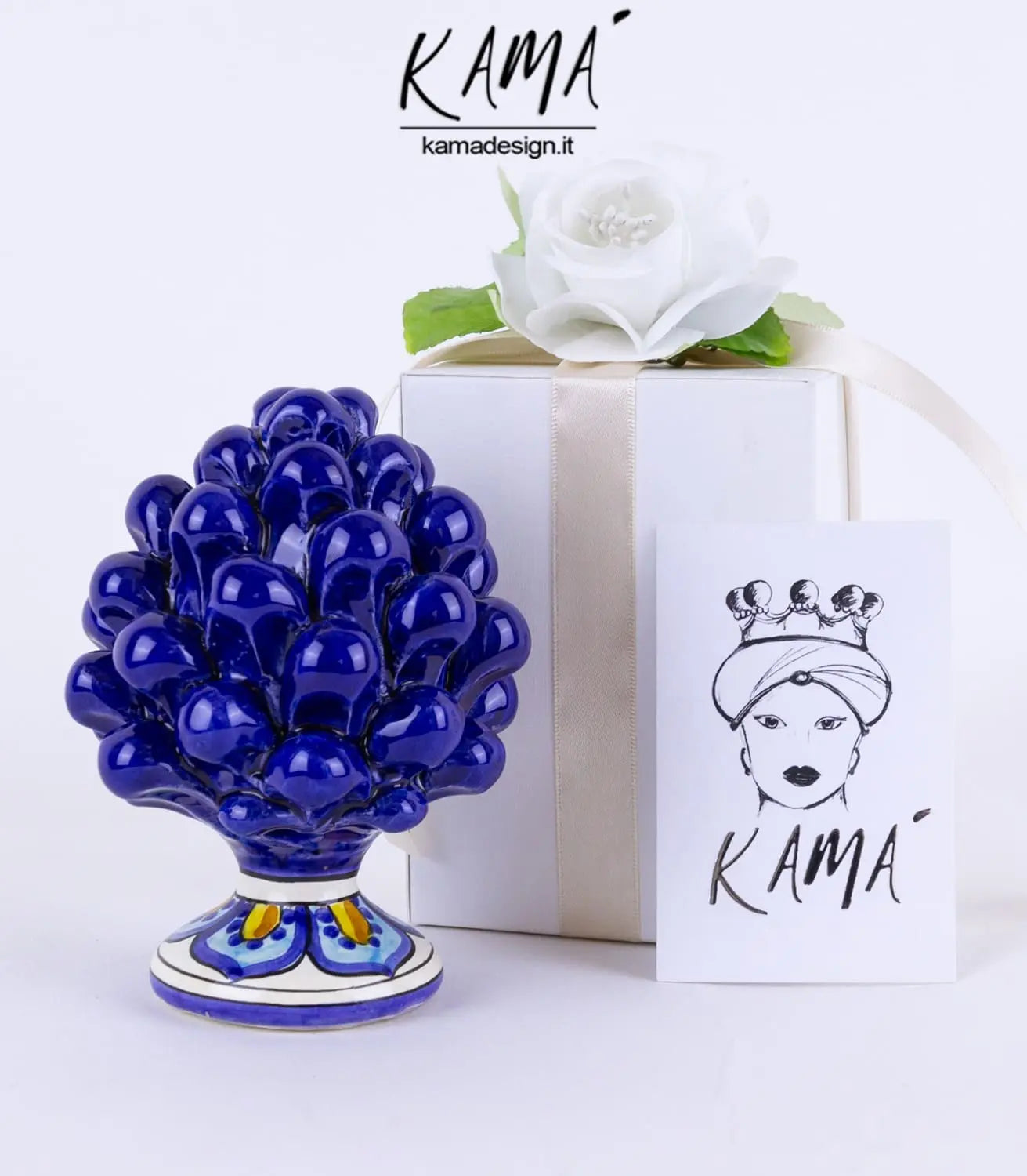bomboniera siciliana ceramica pigna blu