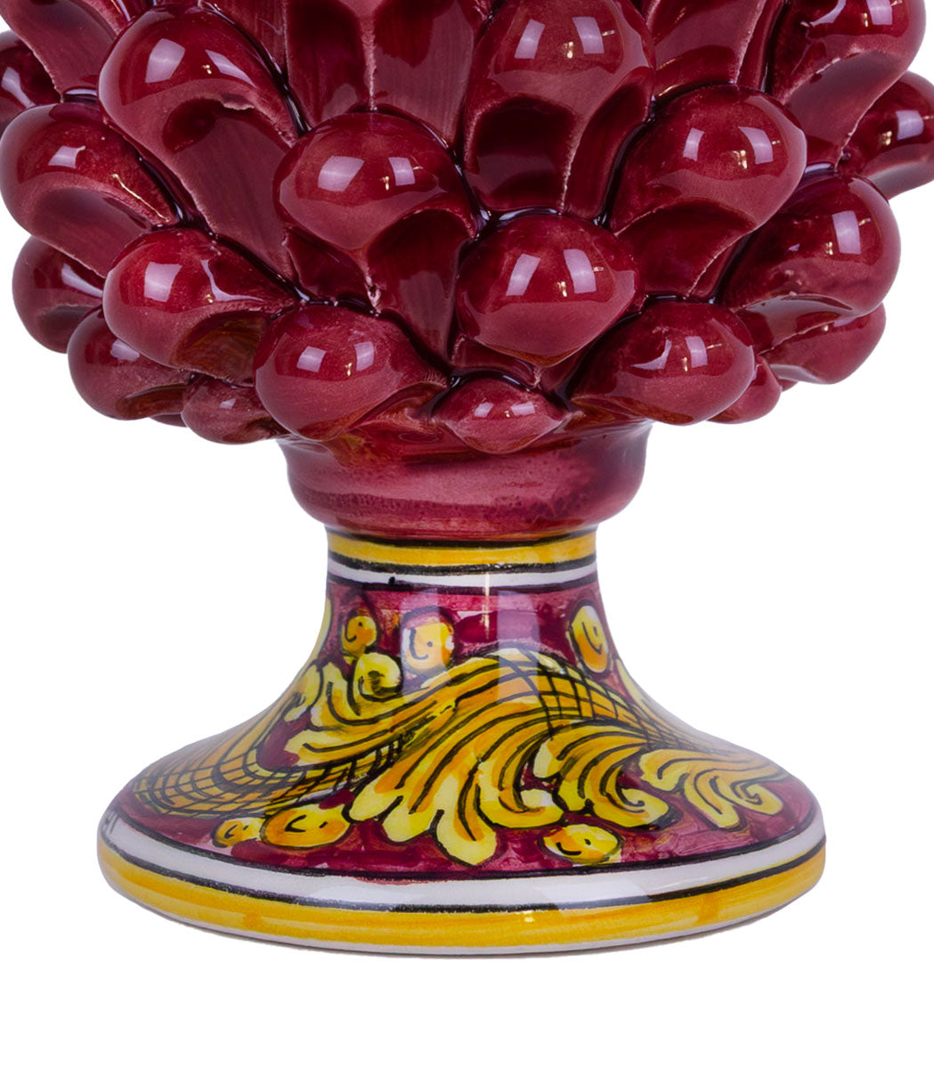 pigna h 15 bordeaux ceramica di caltagirone decorata a mano