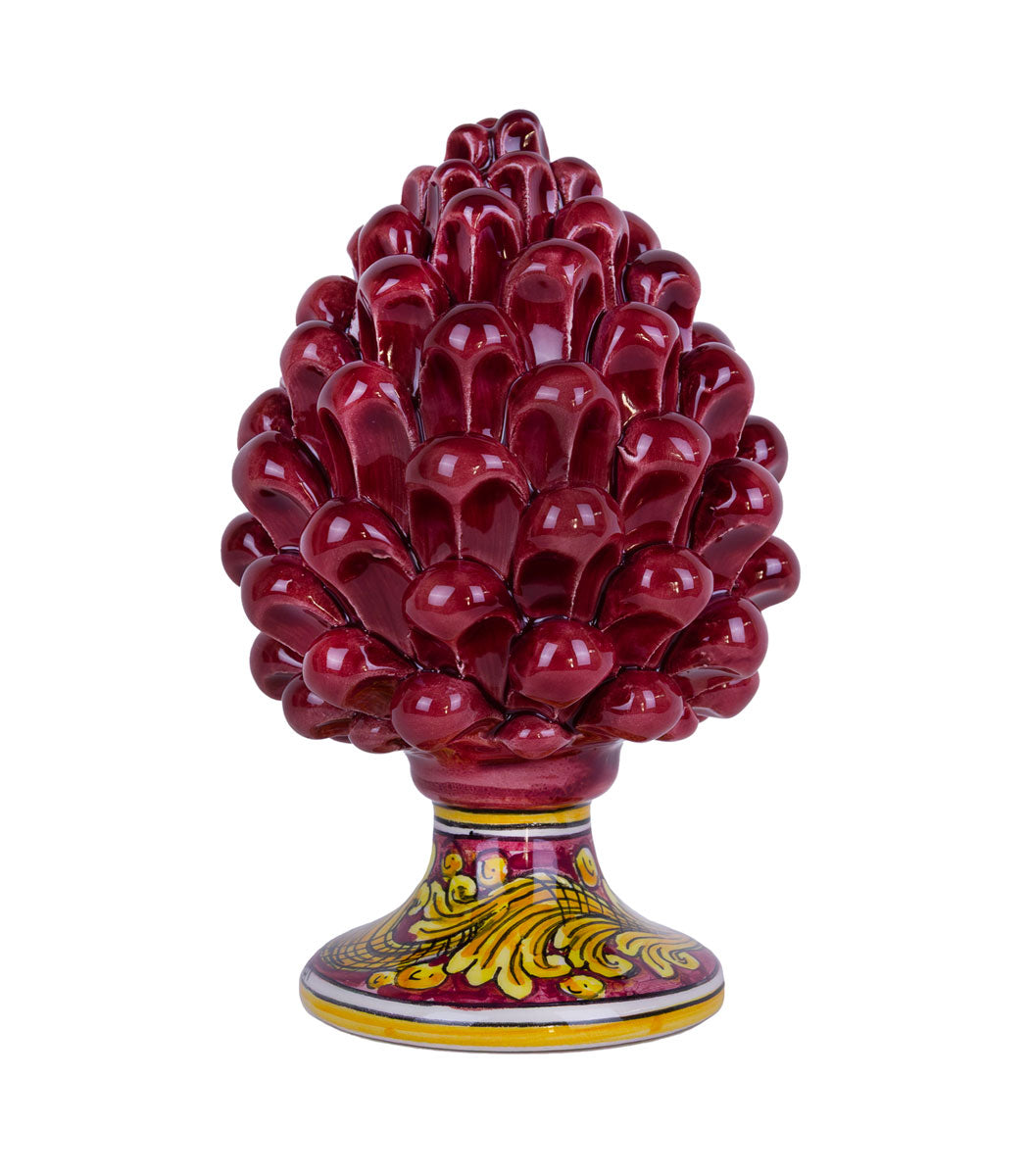 pigna h 15 bordeaux ceramica di caltagirone decorata a mano