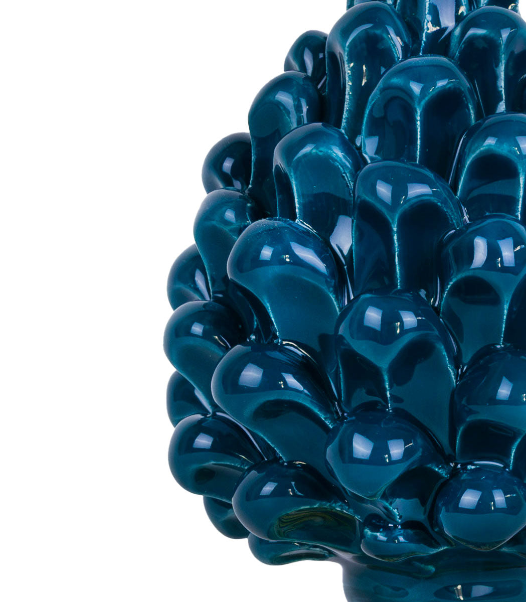 pigna ceramica di caltagirone h 15 cm ottanio petrolio