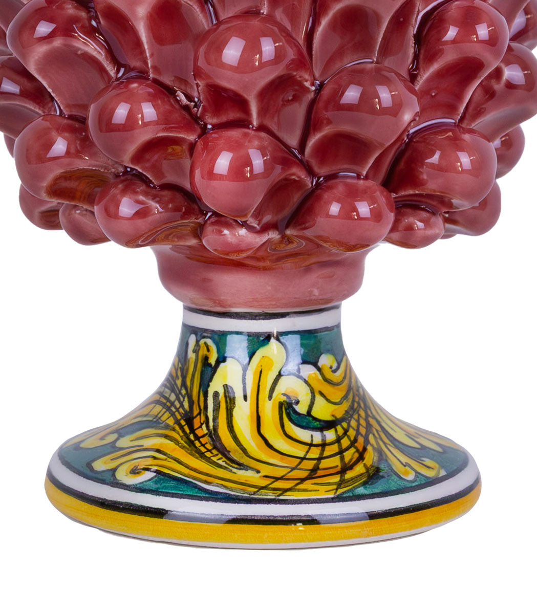 pigna rosa antico h 15 ceramica di caltagirone