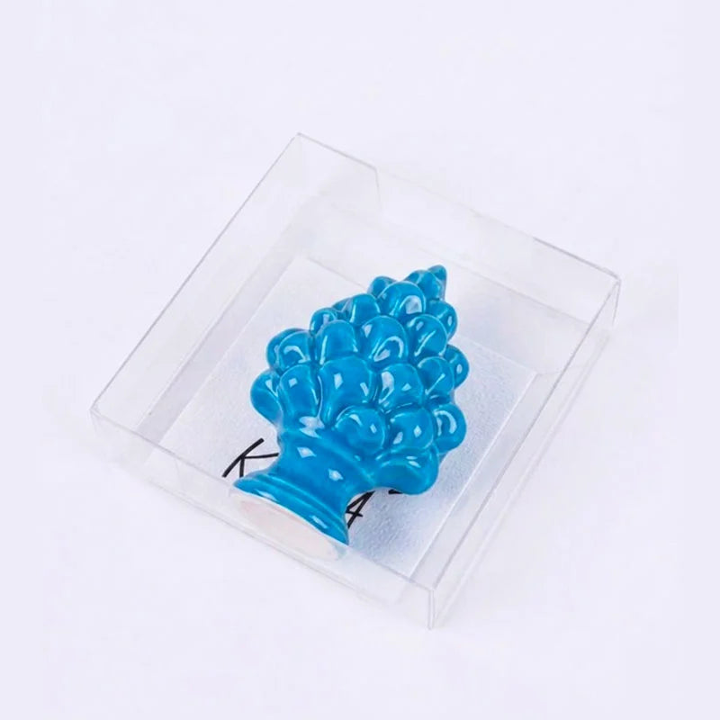 bomboniere pigna magnete ceramica azzurra