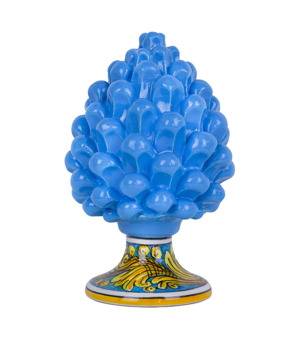 pigna ceramica di caltagirone azzurra h 15 cm