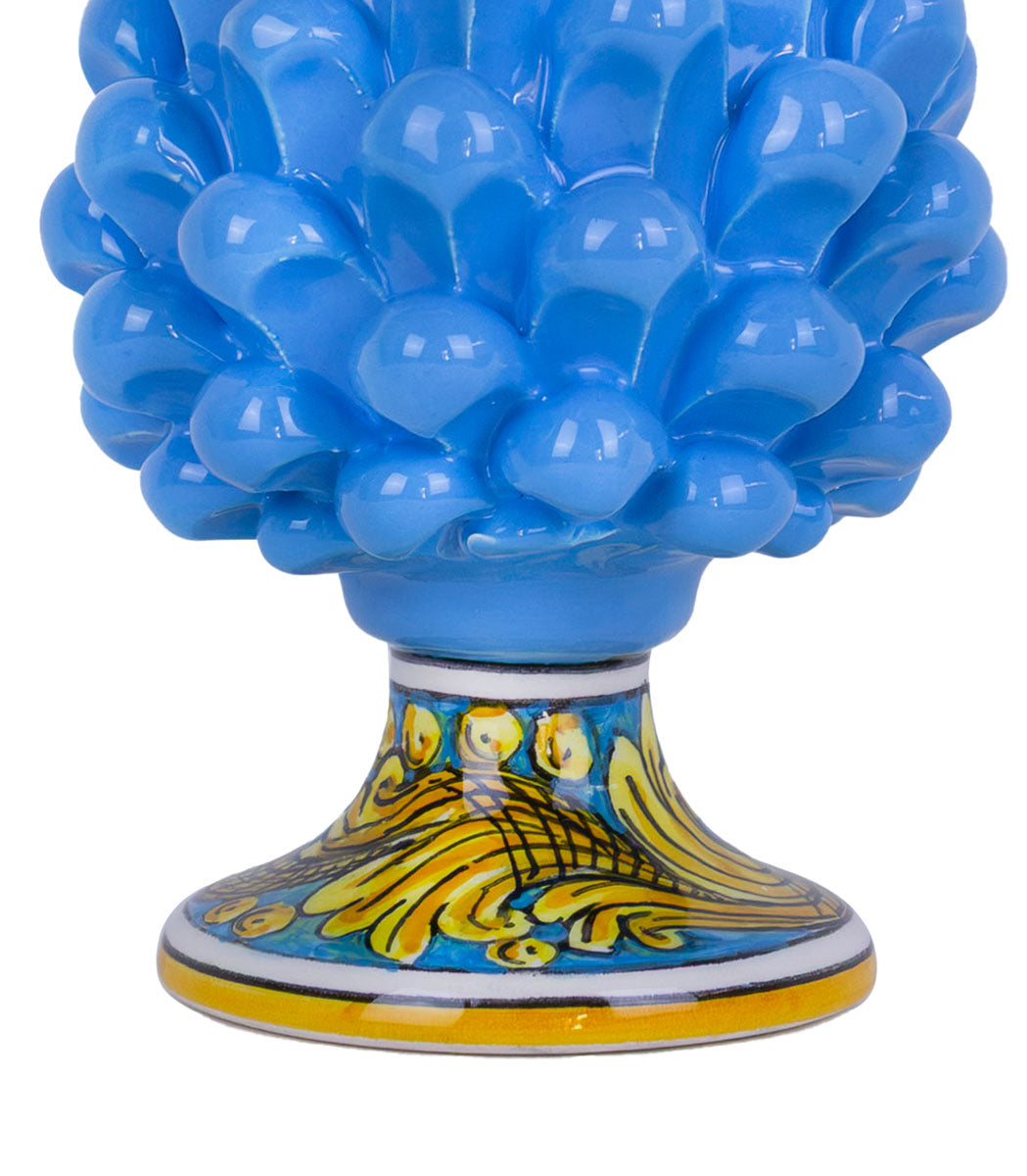 pigna ceramica di caltagirone azzurra h 15 cm