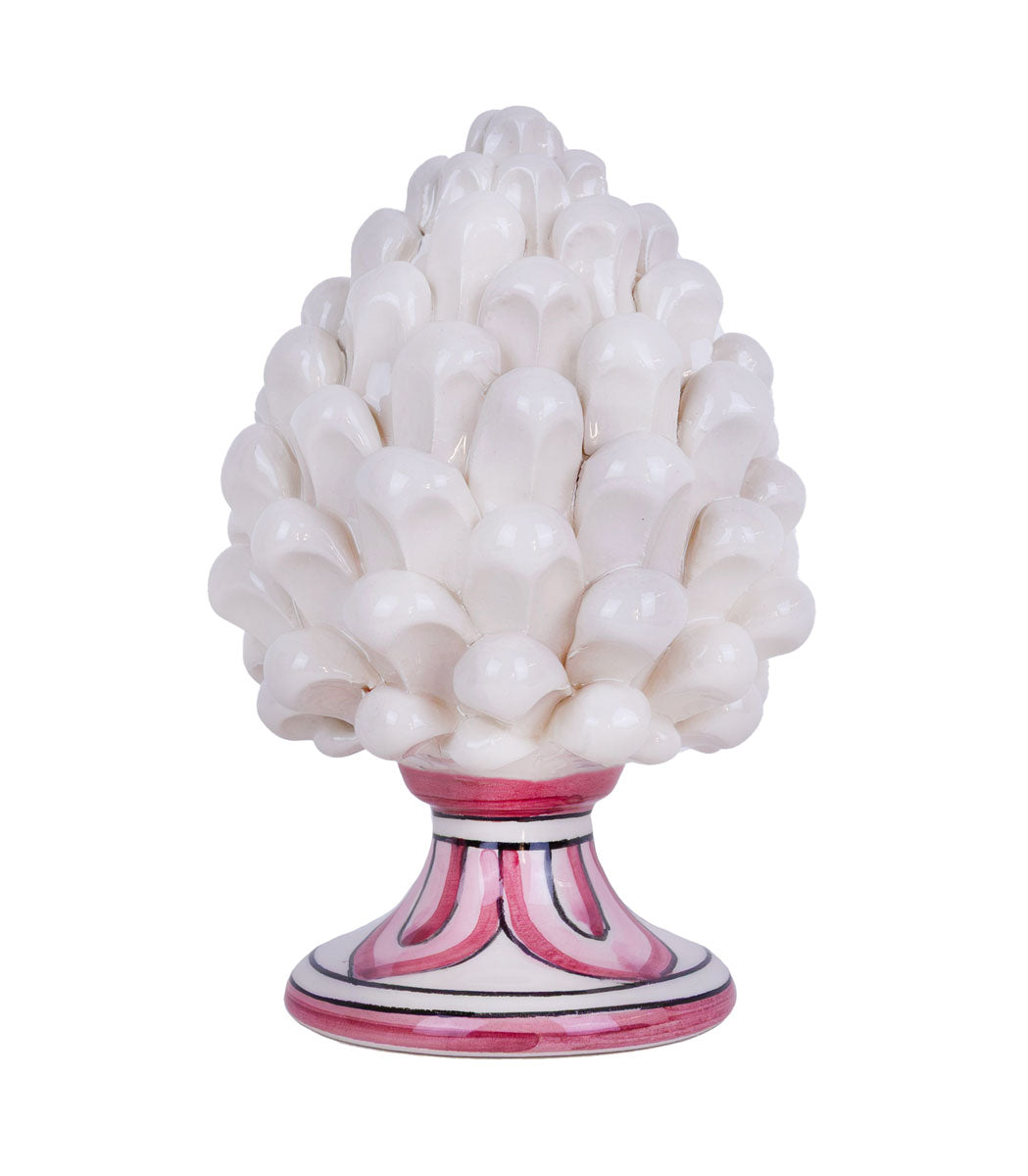 pigna siciliana bianca h 15 cm ceramica di caltagirone 