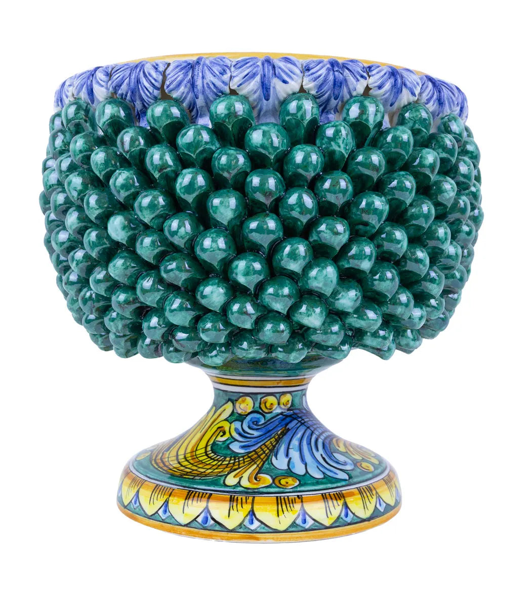 cachepot pigna, vaso pigna ceramica caltagirone