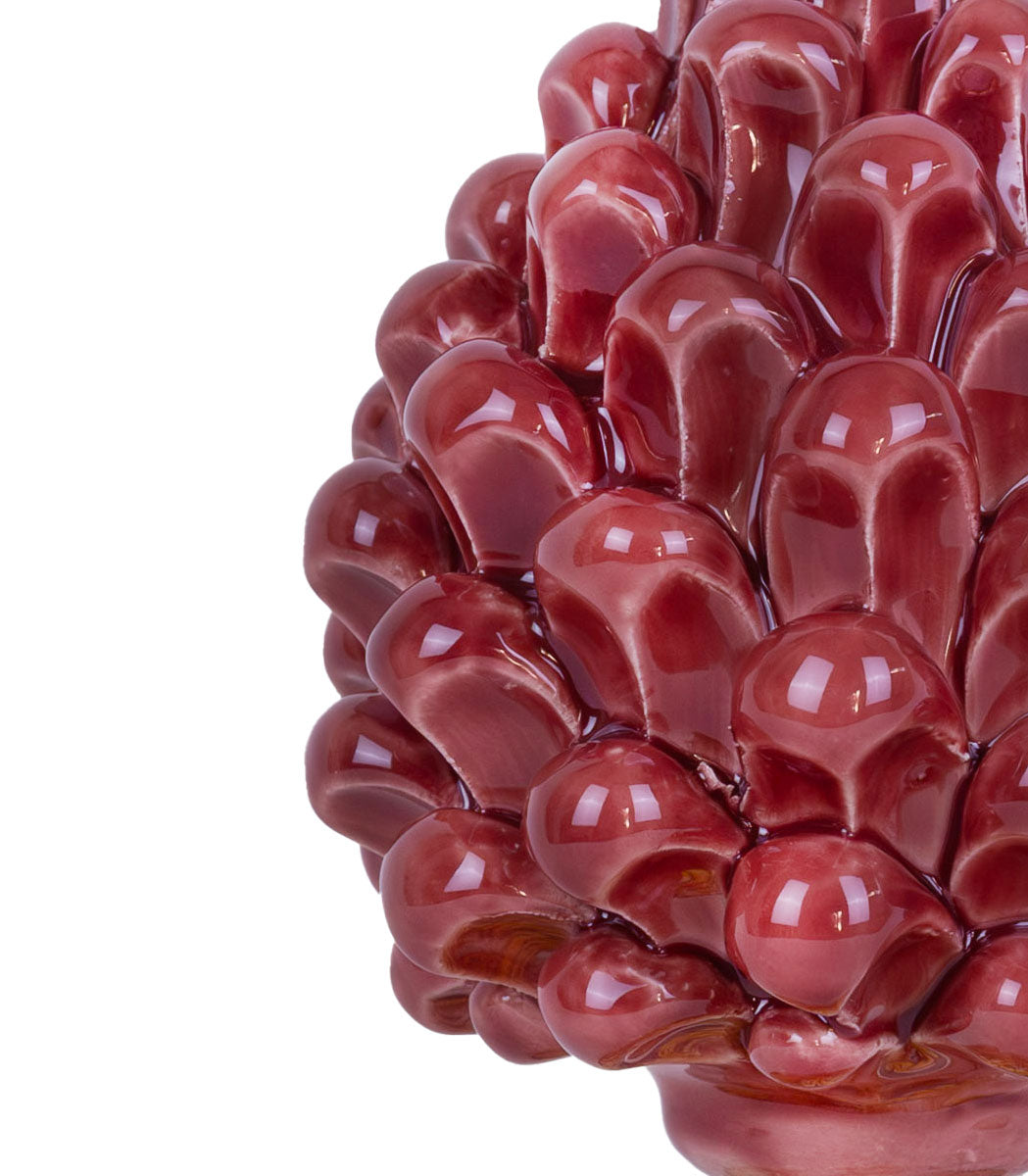 pigna rosa antico h 15 ceramica di caltagirone 