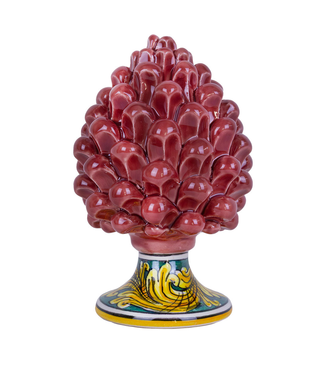 pigna rosa antico h 15 ceramica di caltagirone 