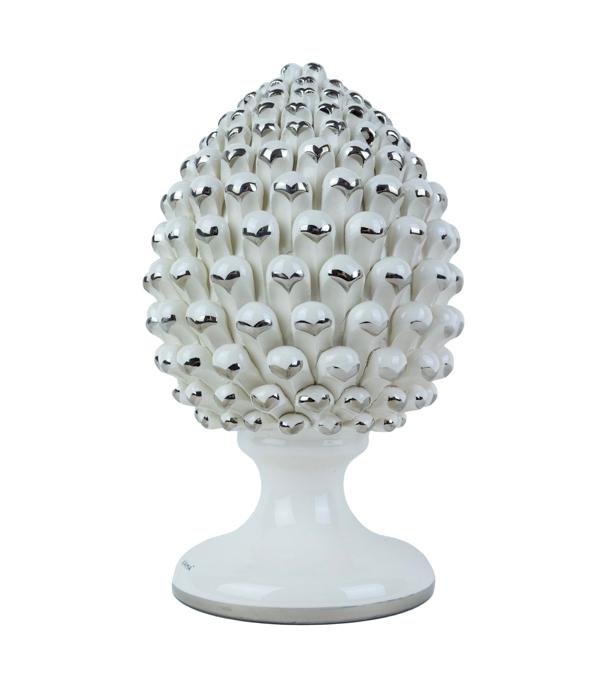 pigna ceramica siciliana bianca e platino