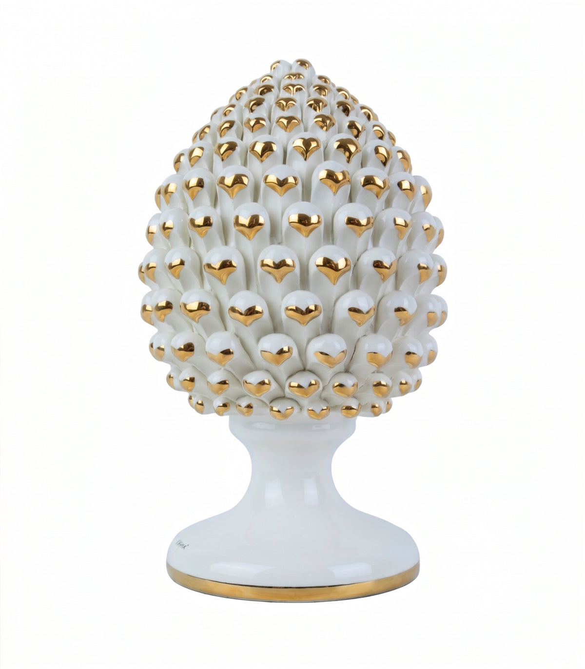 pigna ceramica siciliana bianca e oro