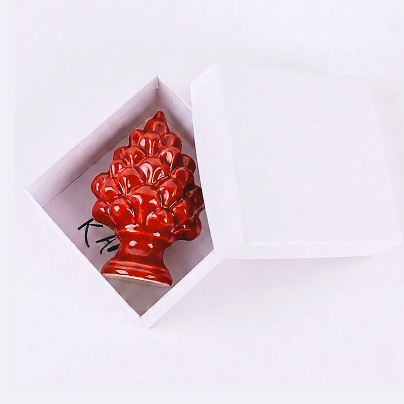 bomboniere pigna magnete ceramica rosso