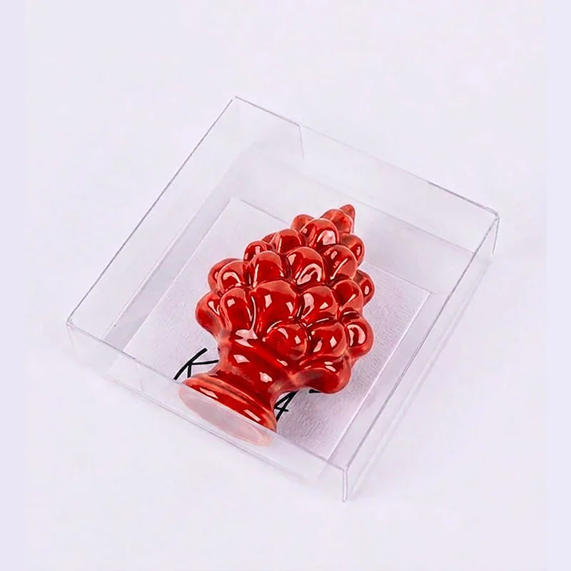 bomboniere pigna magnete rosso ceramica