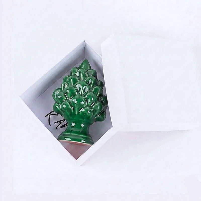 bomboniere pigna magnete ceramica verde